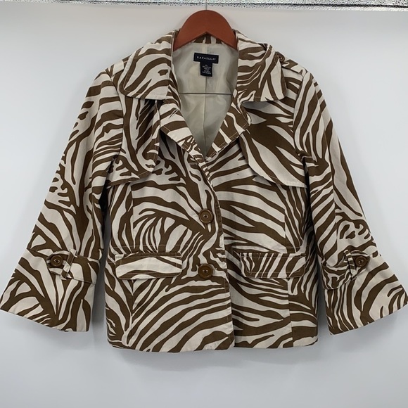 Rafaella Jackets & Blazers - Rafael Zebra Print Jacket size XL Brown/cream